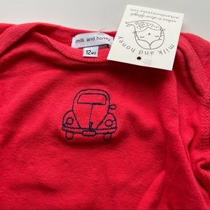 NWT Milk and Honey red car Onesie size 12M